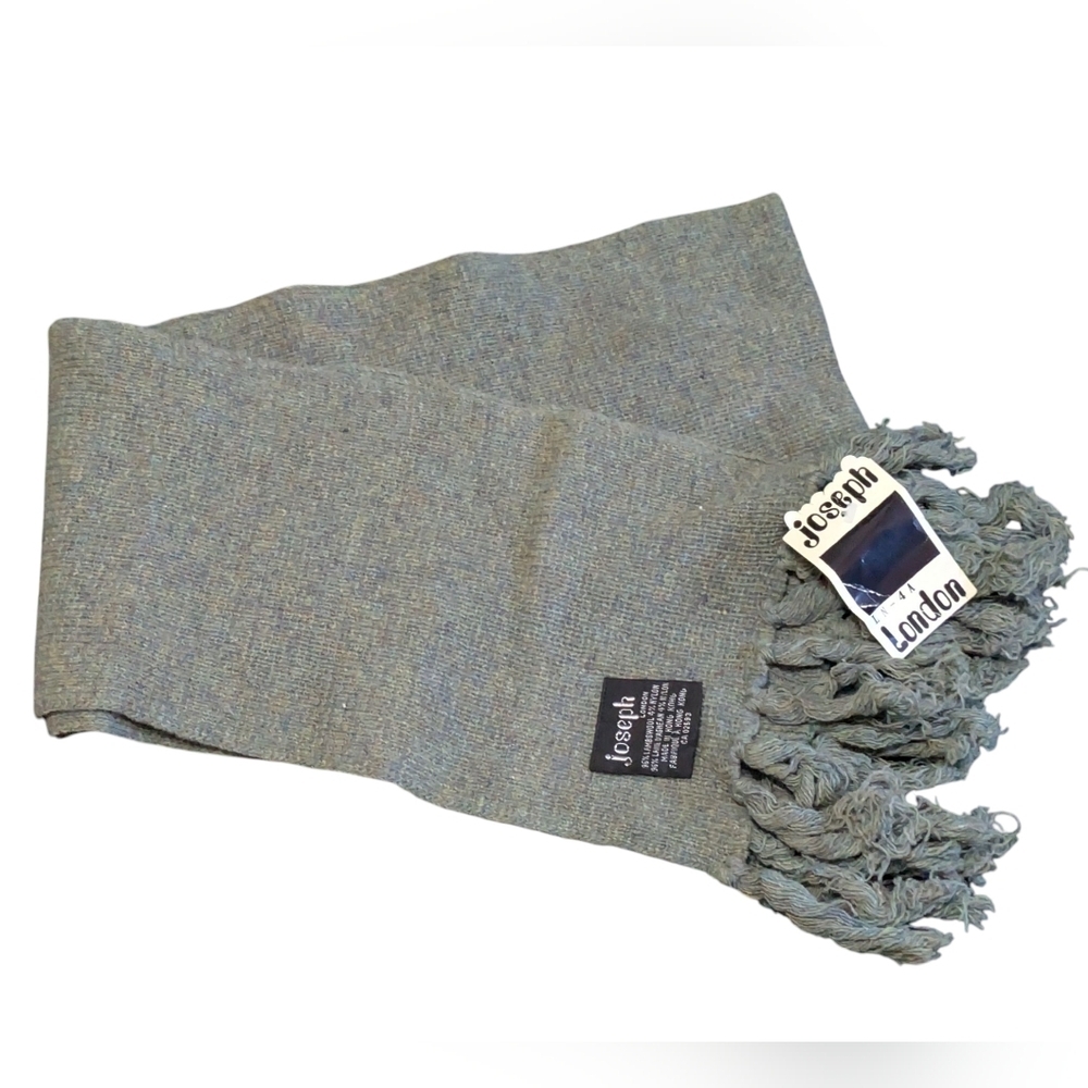 Joseph London Green Fringed Scarf Lambswool